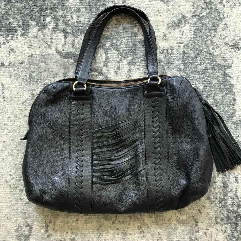 Black genuine leather shoulder bag
